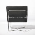 X Metal Tubular Base Leather Armless Chair